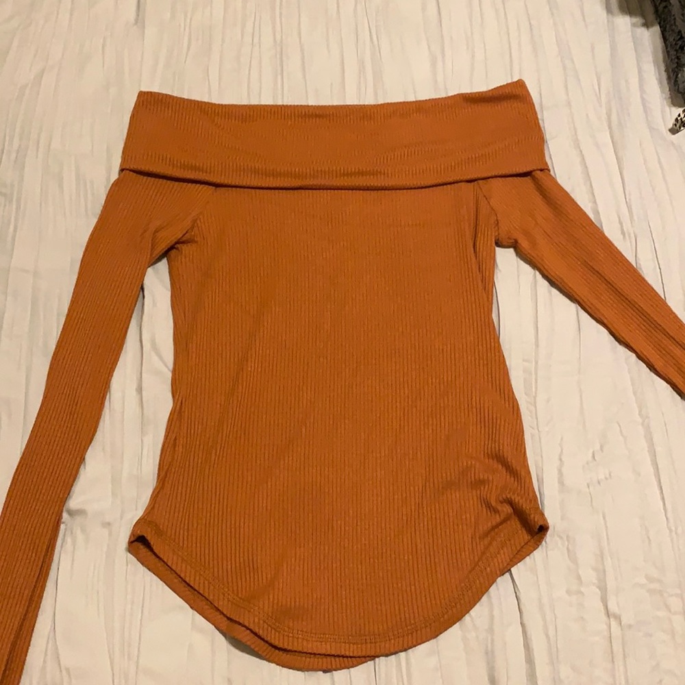 Off the shoulder orange top